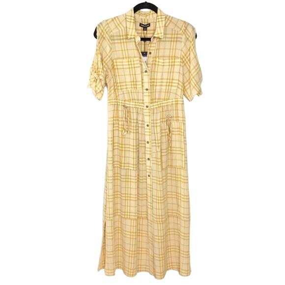 Whistles‎ Alphina check midi dress pastel yellow plaid NWT - Picture 2 of 10